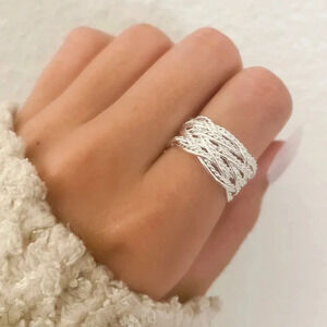 925 Sterling Silver Woven Ring Mesh RIng Minimalist Ring Dainty Ring Band
